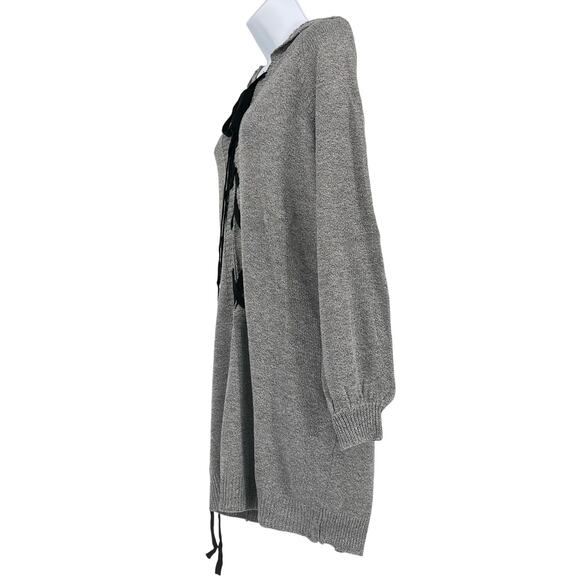 Miss Look Hooded Mini Sweater Dress in Gray/Black Size Medium - Picture 4 of 6